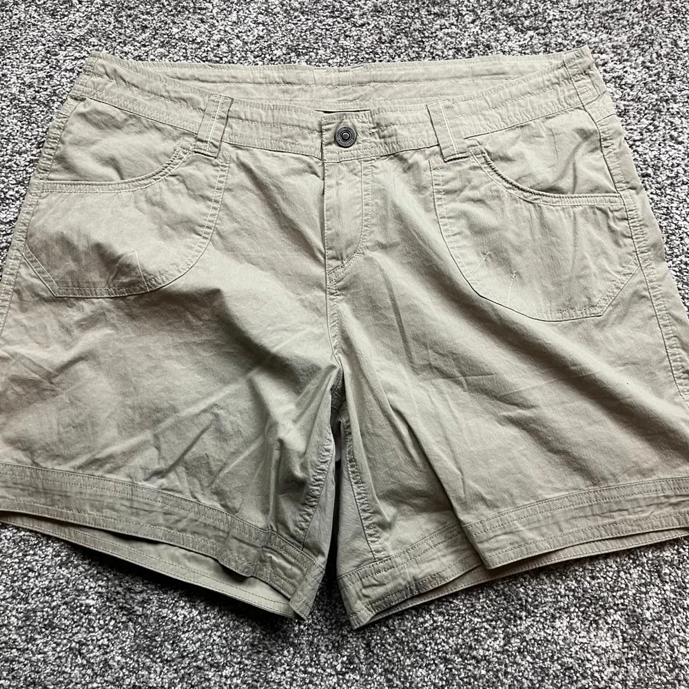 Kuhl Cargo Shorts Womens 14 Khaki Outdoor Hiking Utility Casual Performance Wear